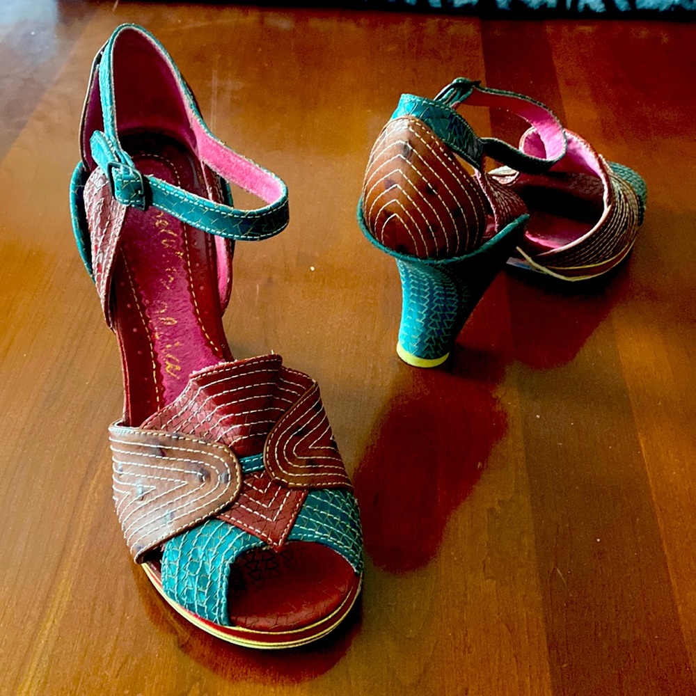 Amazing multi-colored Irregular Choice heels - Size 8 (EUR 39)